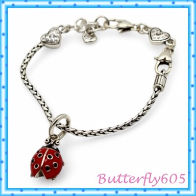 Brighton Lucky Lady Charm Heart Slide Add Beads/Charms Luck Ladybug ...
