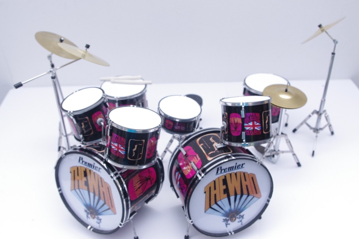 The Who Miniature Drum Set Kit Keith Moon Double Bass Drum Mini