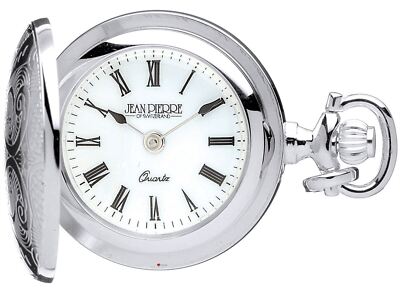 Sterling Silber klassische Anhänger Uhr verziert Jäger römische Ziffern Quarz