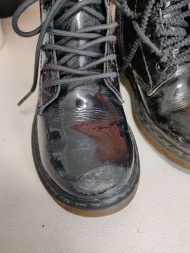 DR MARTENS DELANEY ANKLE BOOTS UK 10 EU 28 BLACK PATENT LEATHER DELANEY GIRLS - Picture 5 of 8