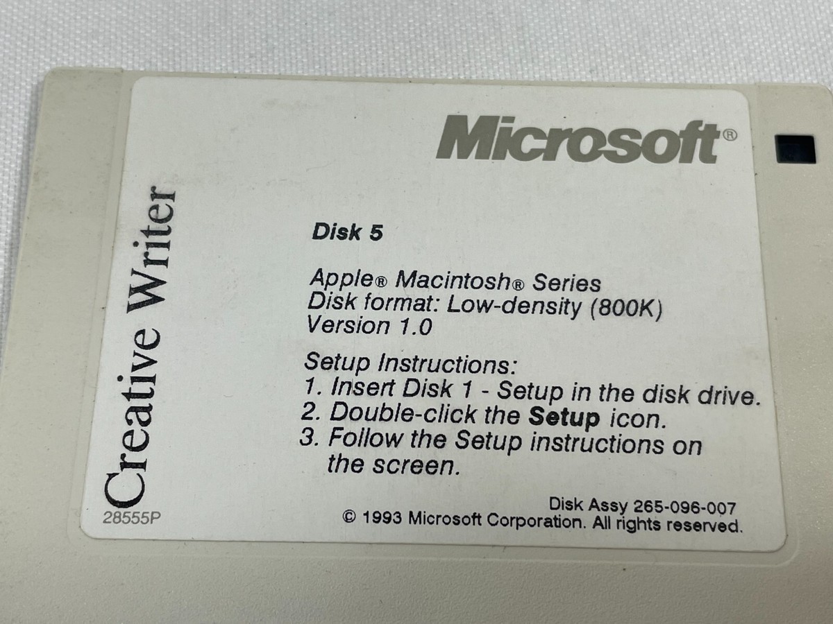 Vintage 1993 Microsoft Creative Writer Disk 5 ONLY 3.5