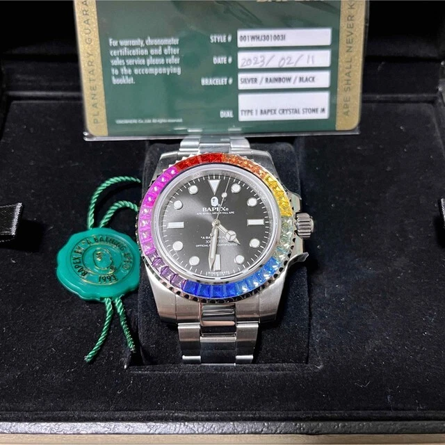 A Bathing Ape BAPEX TYPE 1 CRYSTAL STONE Men's Rainbow Automatic 001WHJ301003I