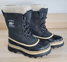 SOREL Caribou Waterproof Boots Size 7 Lining Nubuck Rubber Winter Rain Black