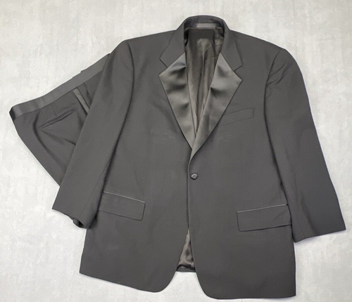 Men's Tallia Uomo Black Wool Tuxedo Jacket with Pants Wedding Groom Fancy Events