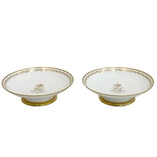 Pair Manufacture de Sevres Porcelain Compotes A Chiffe Dore De L'Empereur 1852