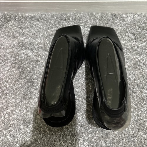 Aerosoles Black Faux Leather Gin Up Ladies Sling Back Heels Sandals Size 8 - Picture 3 of 9