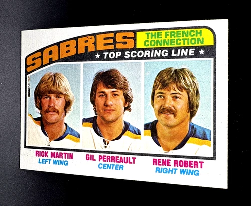 1976/77 TOPPS "THE FRENCH CONNECTION" MARTIN/PERREAULT/ROBERT/SABRES #214 NM-MT