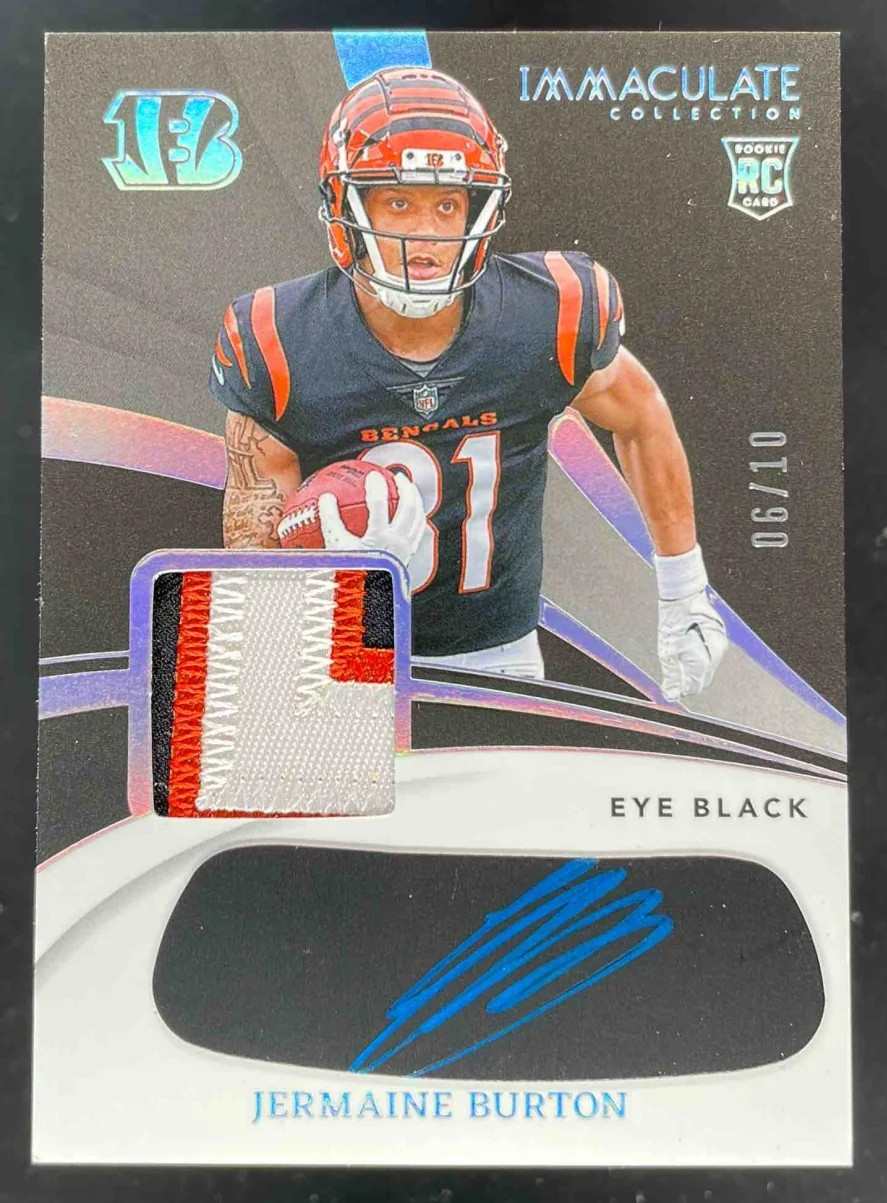 Jermaine Burton Panini Immaculate Collection Immaculate Rookie Eye Black Jersey Autographs #EYEJBU Base