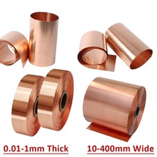 99.9 Pure Copper Sheet Roll Metal Foil Plate Strip 0.01-1mm Thick 10-400mm Wide
