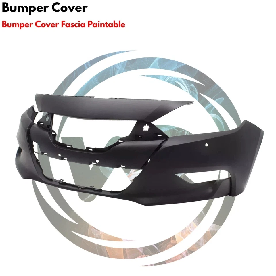 Front Bumper Cover Primed Plastic & Fog Lights Kit For 2016-2018 Nissan Maxima Foto 3 de 4