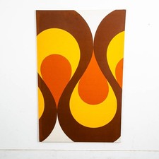 Mid Century Modern Tapestry Wall Art Orange 1970s Yellow Brown 34x54 Vintage Mcm