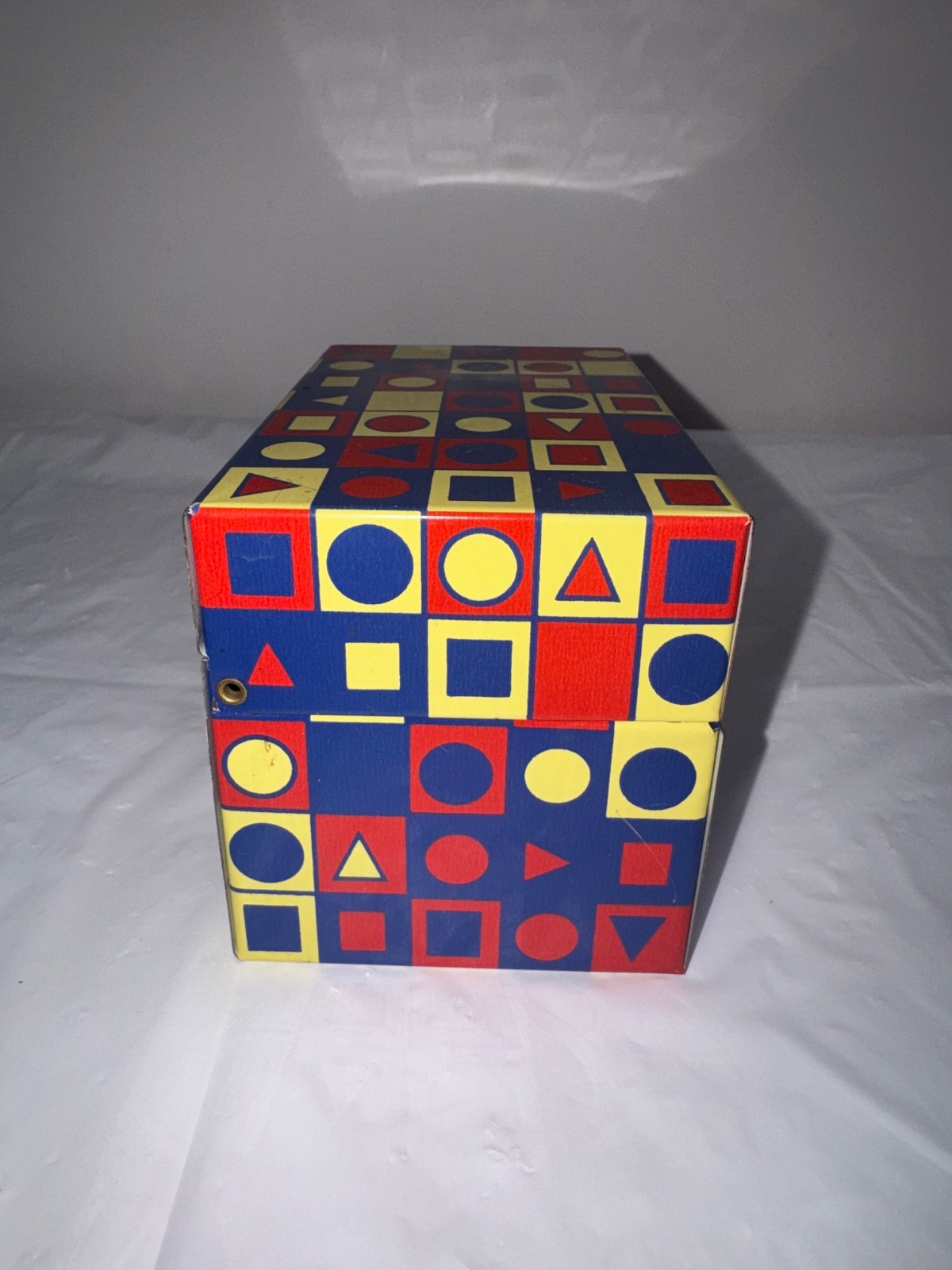 Vintage Atomic Geometric Recipe Box Magnetic Metal Kitchen MCM Abstract ...