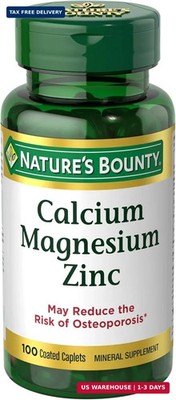 Nature's Bounty Calcium Magnesium & Zinc Caplets, 100 Count