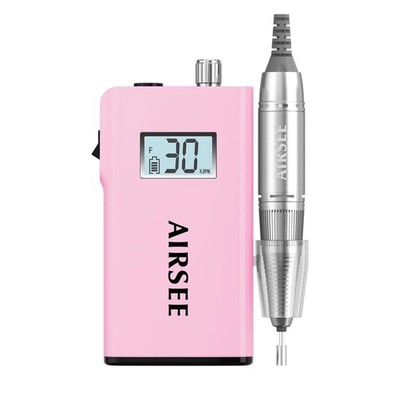AIRSEE Rechargeable 30000RPM Electric Nail Drill Professional E8 Pink 