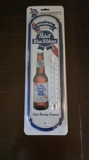 Pabst Blue Ribbon PBR Beer  Thermometer 17" Metal Aluminum Sign Garage Bar New