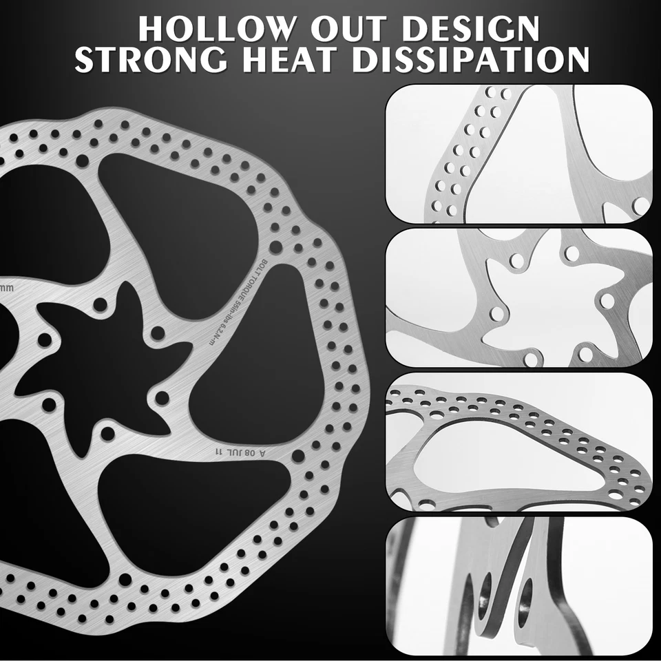 1/2 pieza Bicicleta MTB 160mm 180mm 203mm Acero Inoxidable Rotores Disco Bicicleta Freno Rotor 6 Pernos Foto 2 de 4