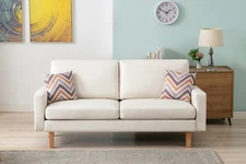 Bahamas Beige Linen Sofa: 70" w/ Pillows