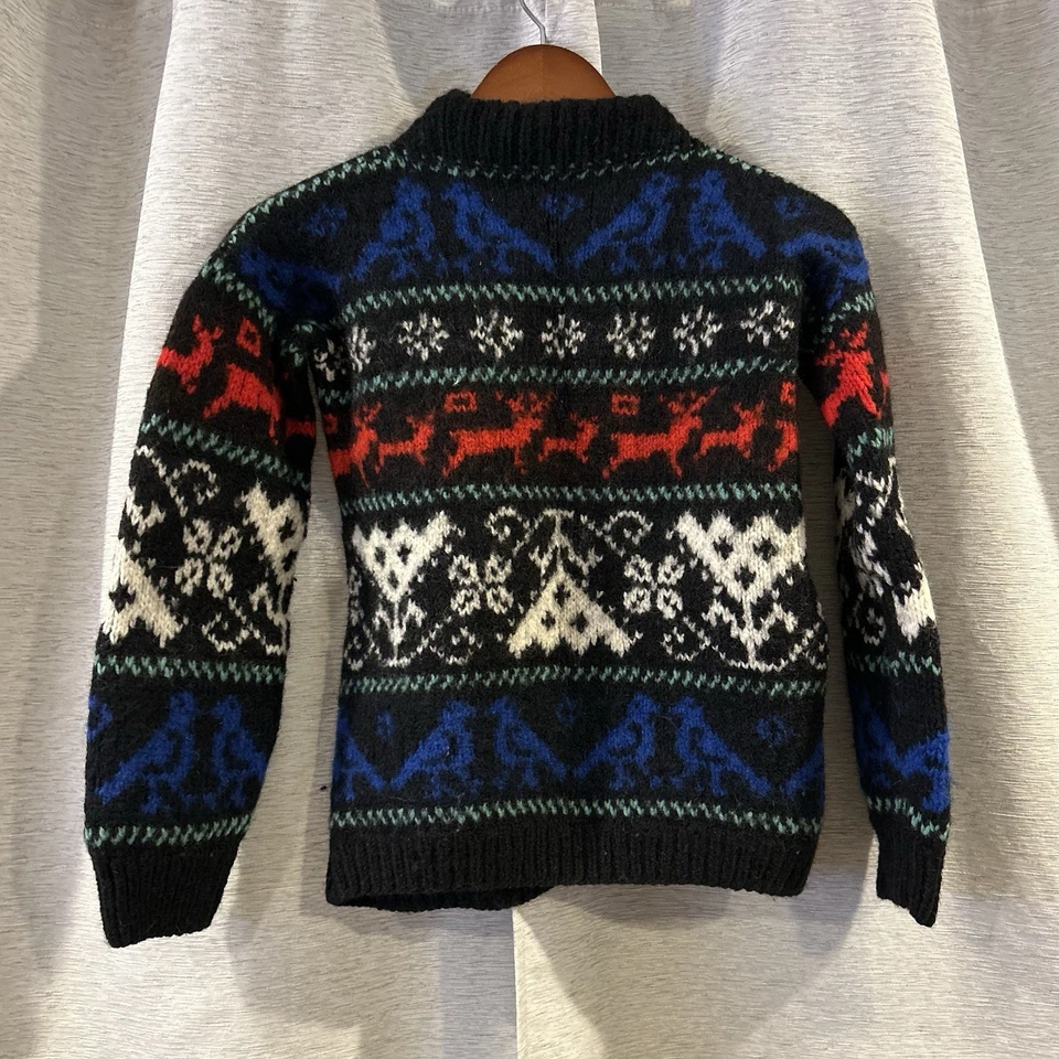 Suéter Cuello Redondo Vintage Tejido a Mano Lana Navidad Vacaciones Foto 3 de 3