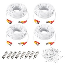 BNC Video Power Cable,20m/66ft All-in-One Security Camera Wire,4 Set White