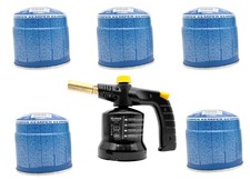 Profi-Kartuschen Lötlampe Piezozündung Überkopfbetrieb + 5 Kartuschen WELDINGER