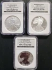 2006 NGC SILVER AMERICAN EAGLE 3 COIN SET 20th ANNIVERSARY BLACK LABEL MS70 PF70