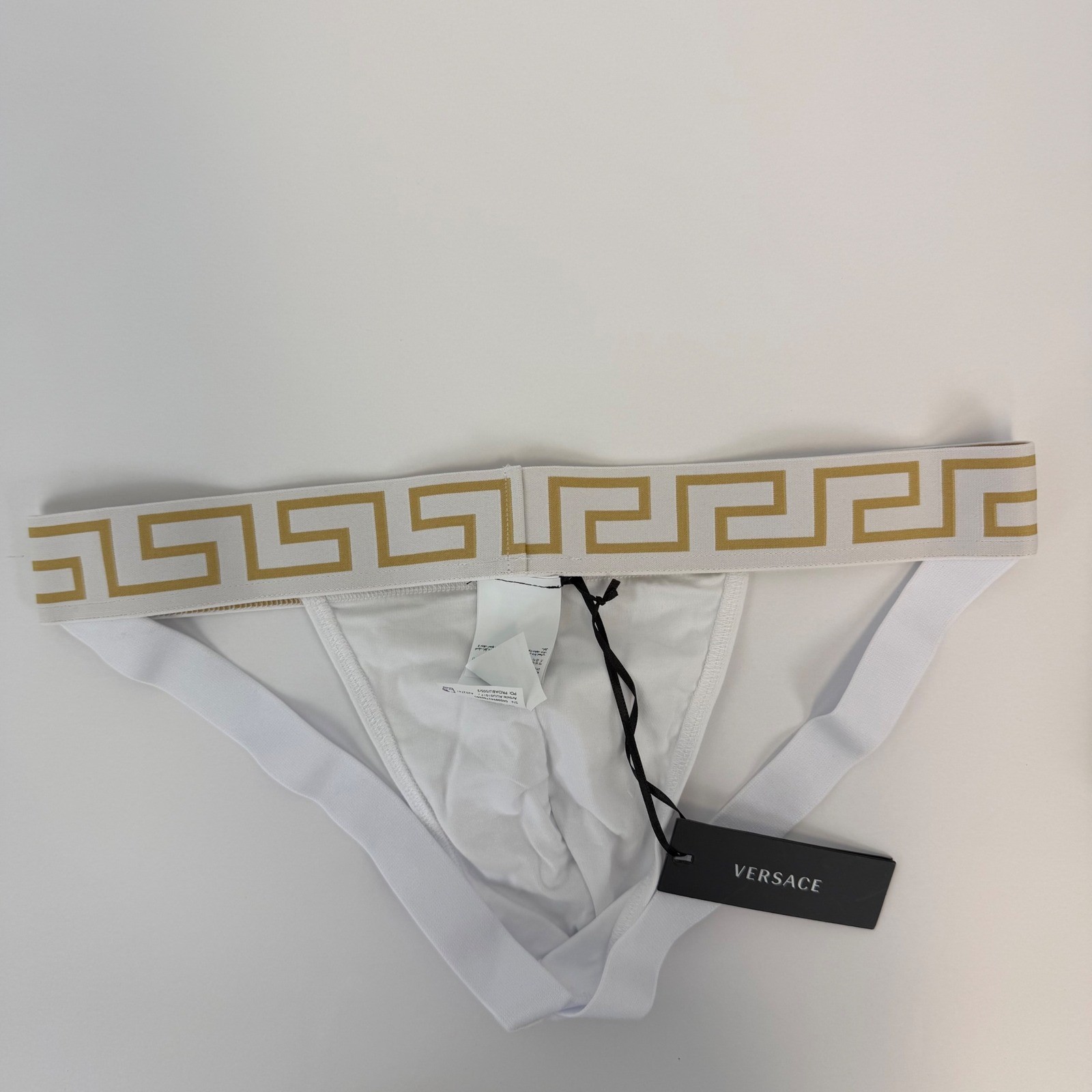 Versace Underwear White Gold Greca Jock Strap Stretch Cotton USA XL NWT thumbnail 3