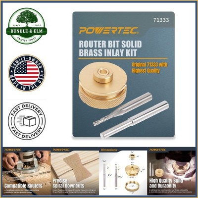 Solid Brass Inlay Kit with Downcut Router Bit and Bushing for Flawless Wood Cuts