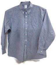 Brooks Brothers Shirt Mens 18-36 Blue White Regent Fit Non Iron Stretch Gingham