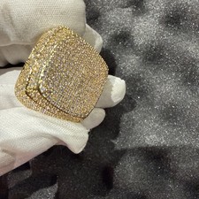 Mens Gold Iced Out Ring | Simulated Diamond Ring | Mens Big Gold Hip Hop Ring