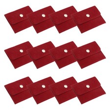 12Pcs 4x3 Inch Jewelry Pouches Velvet with Snap Button for Rings Red