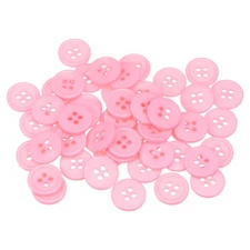 100pcs 24L Sewing Buttons 5/8" Resin Round Flat 4-Hole Craft Buttons, Pink
