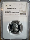 1963 Proof Washington Quarter Silver Coin PF68* Star Cameo NGC Graded 25C