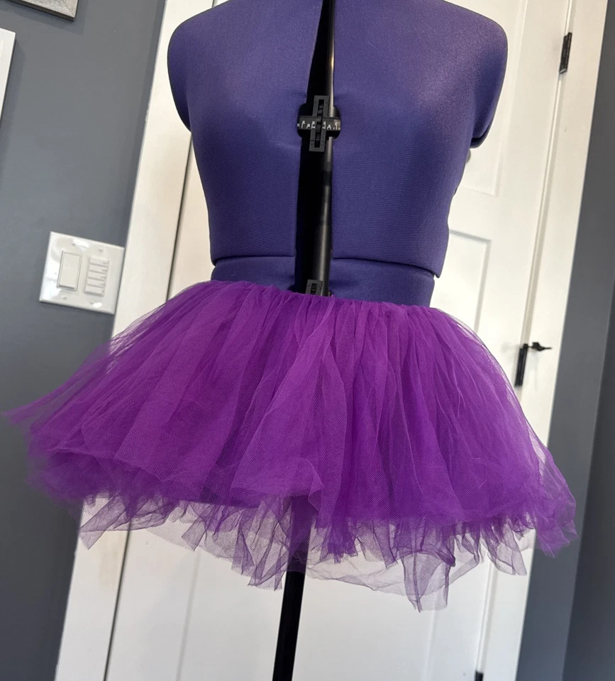 Adult Purple Tutu Skirt Costume Dress-up 80s festival Spirit Week elastic waiste - Image 3 of 4
