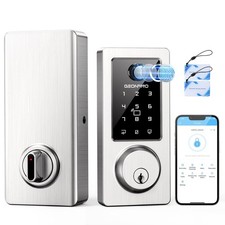 Fingerprint Keyless Entry Door Lock, 6-in-1 Electronic Deadbolt, Sliver Aut...