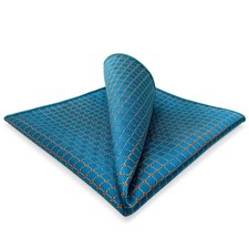 SHLAX WING Blue Mens Pocket Square Silk Hanky Checkered 12.6 One Size,