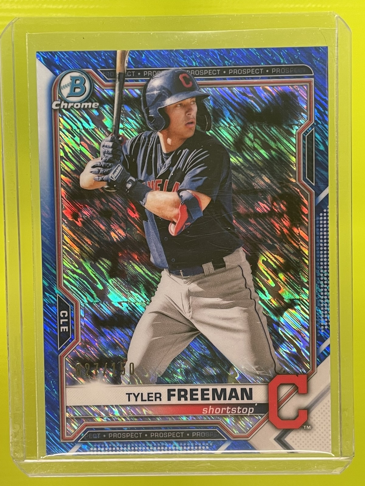2021 Bowman Tyler Freeman #BCP-119 Chrome Prospects Blue Shimmer Refractor /150