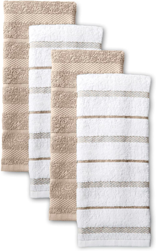 Albany Kitchen Towel 4-Pack Set, Milkshake Tan/White, 16"X26" - Picture 10 of 12