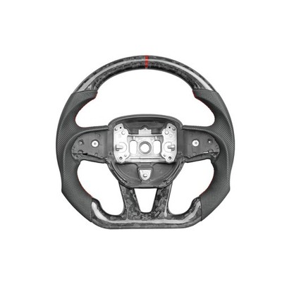 Real Carbon Fiber Steering Wheel Glossy Forged Pattern Design D-shaped Flat-B...