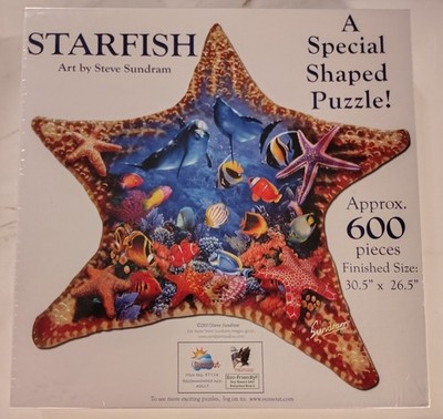 BRAND NEW 600 Pc STARFISH Shaped Jigsaw Puzzle Art By Steve Sundram