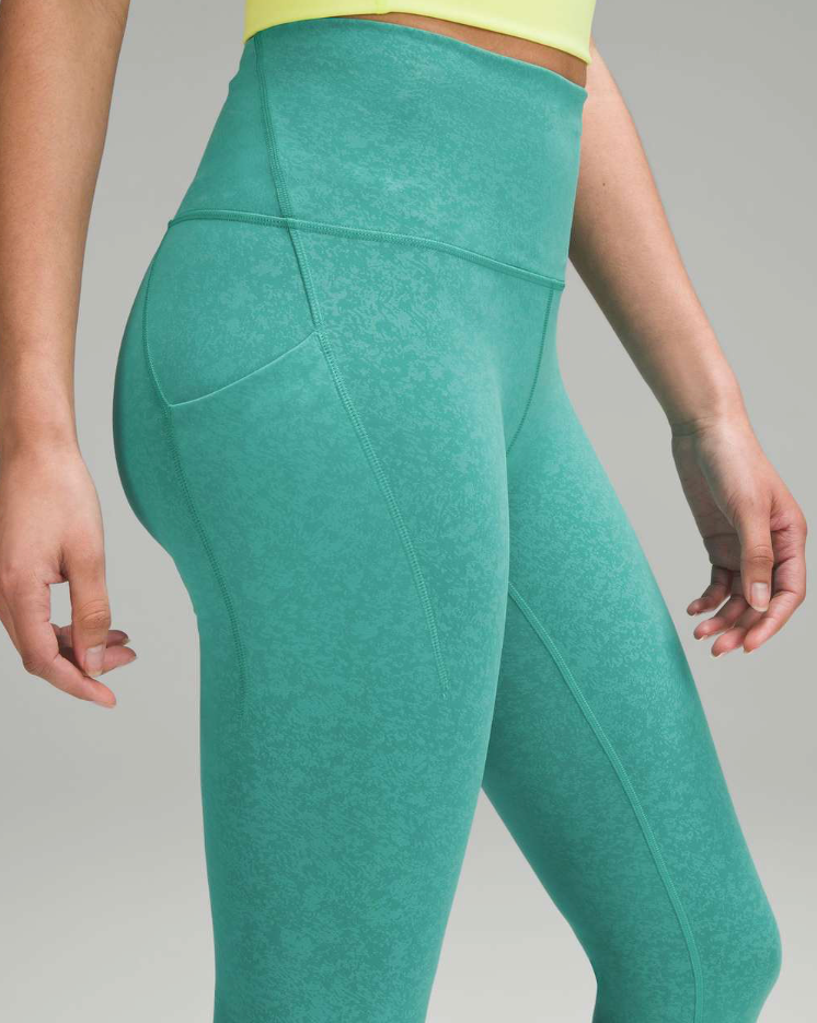 LULULEMON Wunder Train High Rise Tight w/Pockets LEGGINGS CROPS Blaze Maldives 4