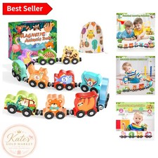 11-Piece Magnetic Wooden Animal Train Set - Montessori Learning for Toddlers