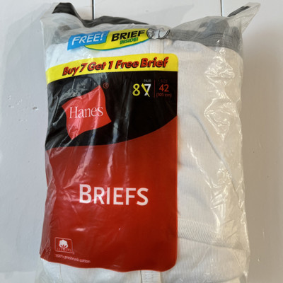 Hanes Men's Briefs 42 inch Waist 2003 Pack of 8  Style 2249B8 New Sealed