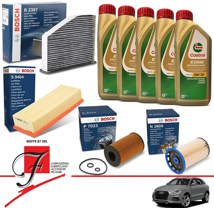 Kit Tagliando Completo Per Audi Q3 2.0 TDI 150 CV – 4 Filtri + 5 Litri Olio 5W30 Longlife