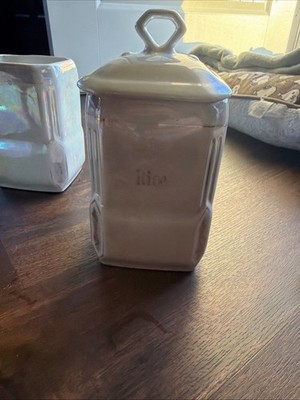 J B Schmitz Block Germany Antique White Iridescent Ceramic Canister Set 8pcs