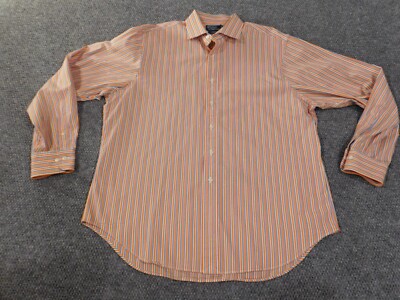 Polo Ralph Lauren Shirt Mens 17.5 orange regent classic fit striped button up