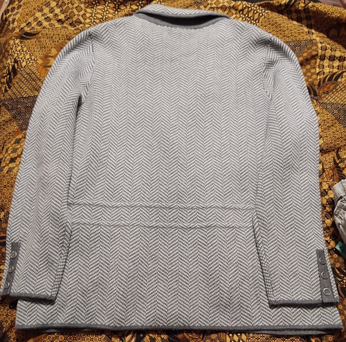 Giacca blazer TALBOTS donna taglie forti 0X grigio 100% lana merino maglia chevron - Foto 9 di 12