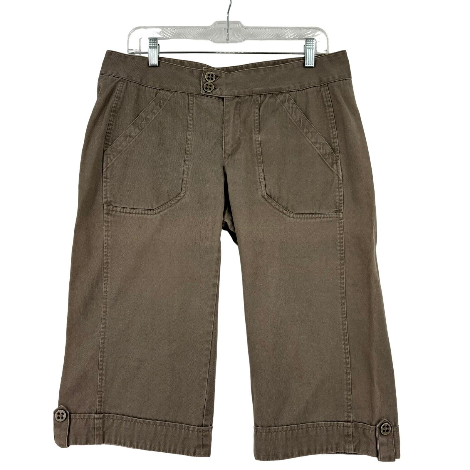 Pantaloni Capri gamba dritta Merrell 100% cotone finto polsino marrone chiaro taglia 10