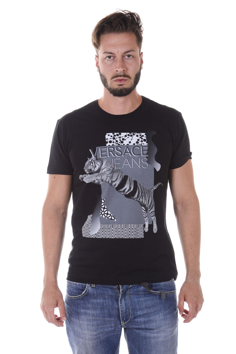Джинсовая футболка Versace толстовка REGULAR Man черная B3GQA7D8 899 SzM ВЫГОДНОЕ ПРЕДЛОЖЕНИЕ 37090₽