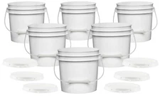 1 Gallon Bucket pail with Lids - Food Grade - BPA Free containers ( Pack of 6)