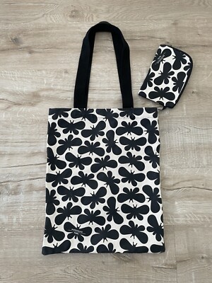 Max Mara Weekend Canvas Tote Bag with Pouch Butterfly Print Purse